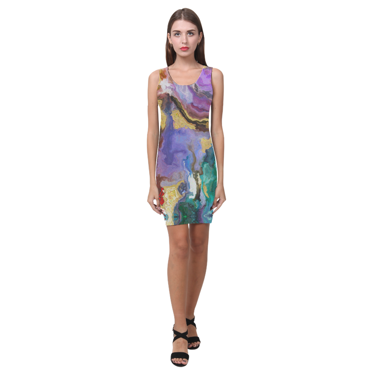 colorful marble Medea Vest Dress (Model D06)