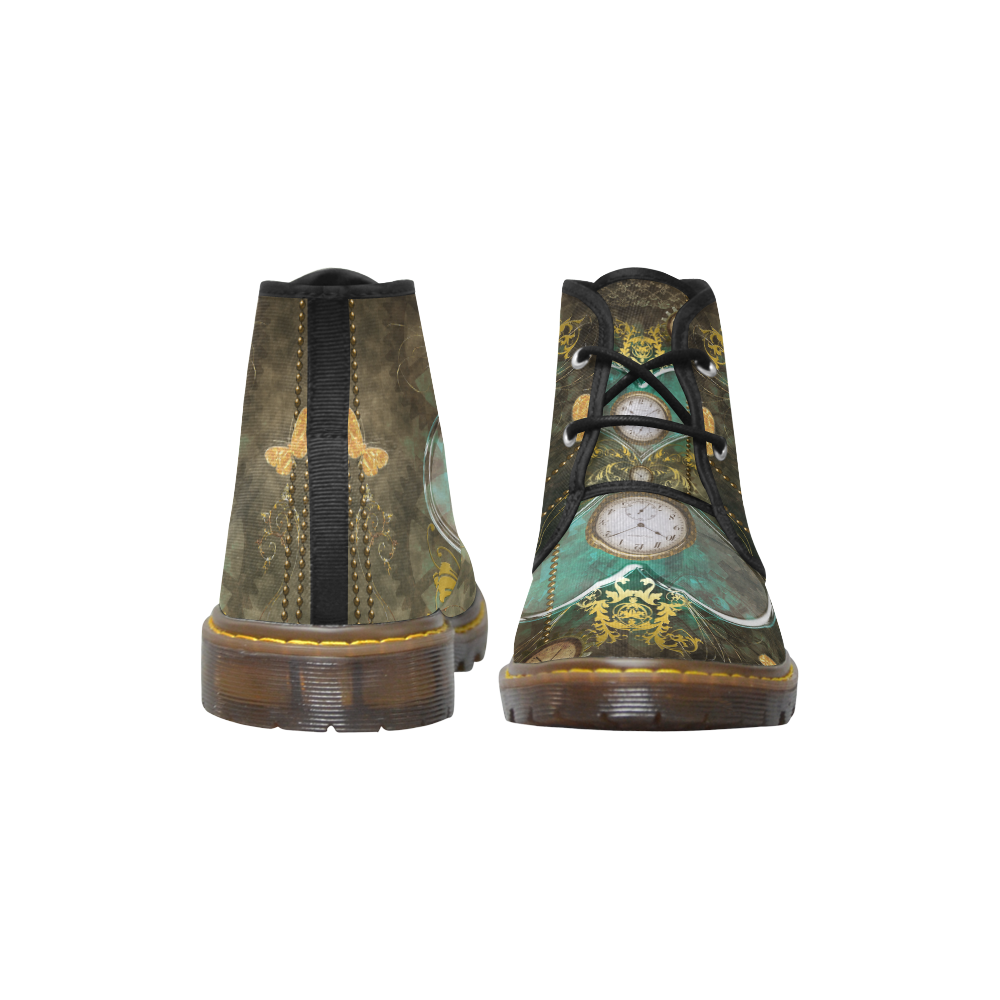 Steampunk, elegant design with heart Women's Canvas Chukka Boots (Model 2402-1)