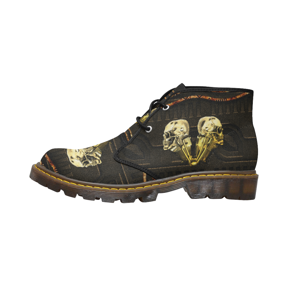 Awesome mechanical skull Women's Canvas Chukka Boots/Large Size (Model 2402-1)