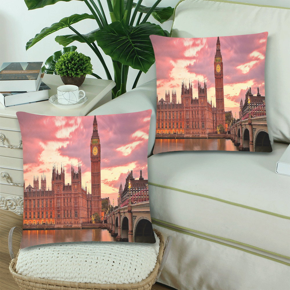 London by Artdream Custom Zippered Pillow Cases 18"x 18" (Twin Sides) (Set of 2)
