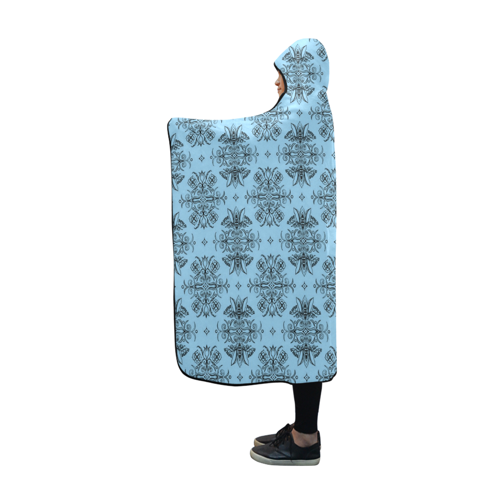 Wall Flower in Airy Blue by Aleta Hooded Blanket 60''x50''