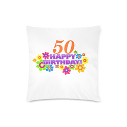 Happy Birthday 50 by Artdream Custom Zippered Pillow Case 16"x16"(Twin Sides)