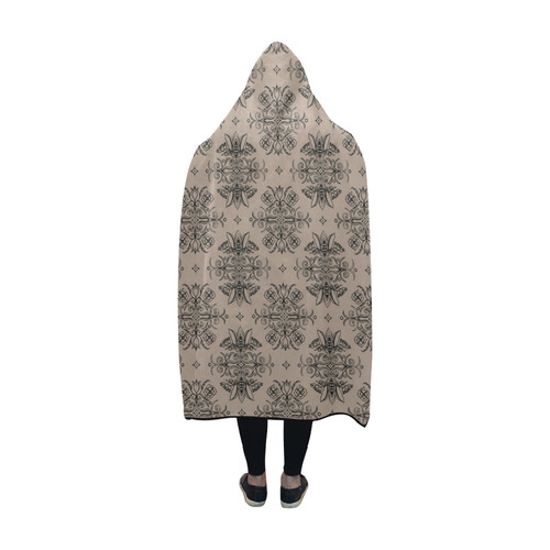 Wall Flower in Warm Taupe by Aleta Hooded Blanket 60''x50''