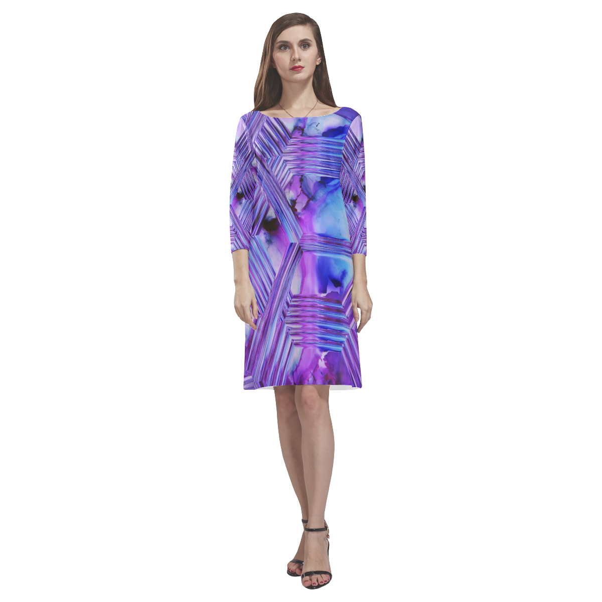 ultra violet x Rhea Loose Round Neck Dress(Model D22)