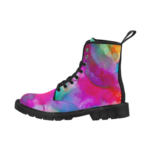 rainbow ink Martin Boots for Women (Black) (Model 1203H)