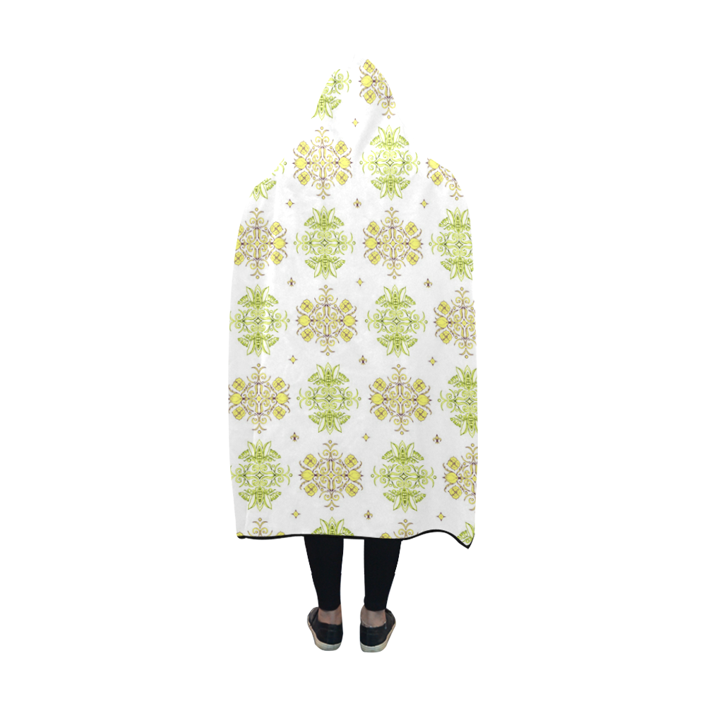 Pale Yellow Wall Flower Print smallest by Aleta Hooded Blanket 60''x50''