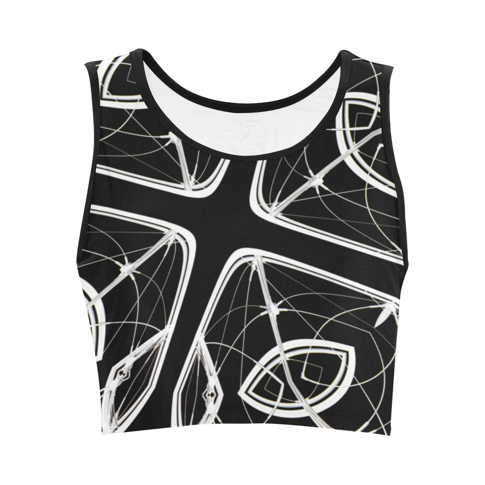 Louvre Black crop top Women's Crop Top (Model T42)