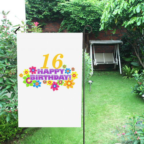 Happy Birthday 16 by Artdream Garden Flag 28''x40'' （Without Flagpole）