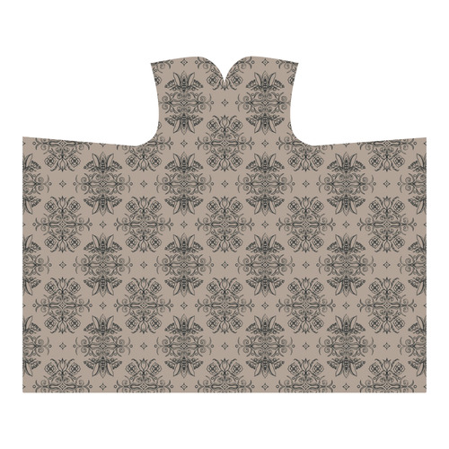 Wall Flower in Warm Taupe by Aleta Hooded Blanket 60''x50''