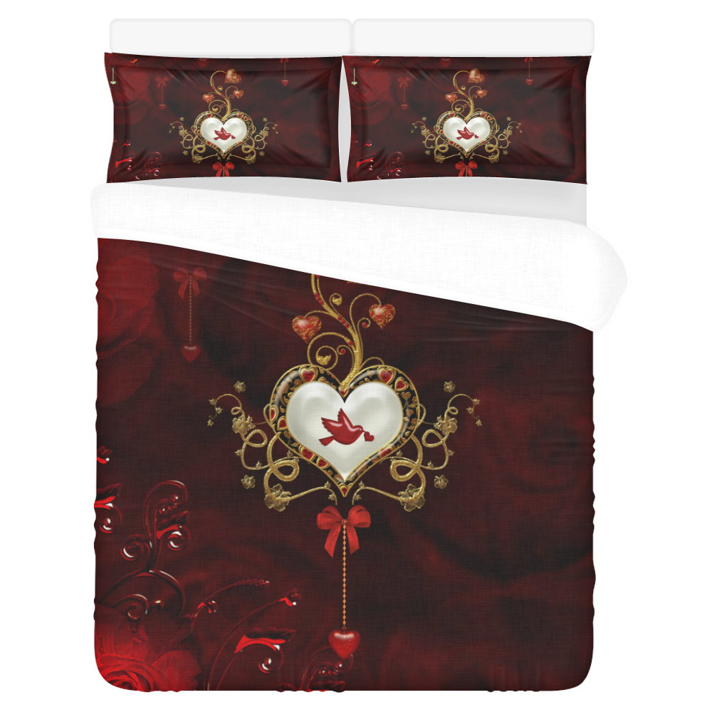 Wonderful heart with dove 3-Piece Bedding Set
