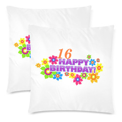Happy Birthday 16 by Artdream Custom Zippered Pillow Cases 18"x 18" (Twin Sides) (Set of 2)