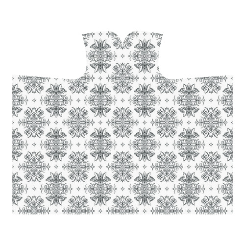 Wall Flower White and Black Drama by Aleta Hooded Blanket 60''x50''