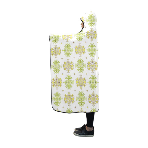 Pale Yellow Wall Flower Print smallest by Aleta Hooded Blanket 60''x50''