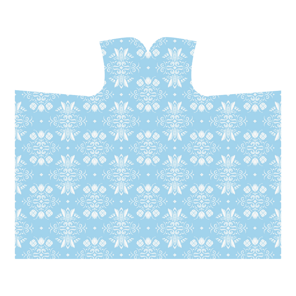 Wall Flower in Airy Blue High Drama by Aleta Hooded Blanket 60''x50''