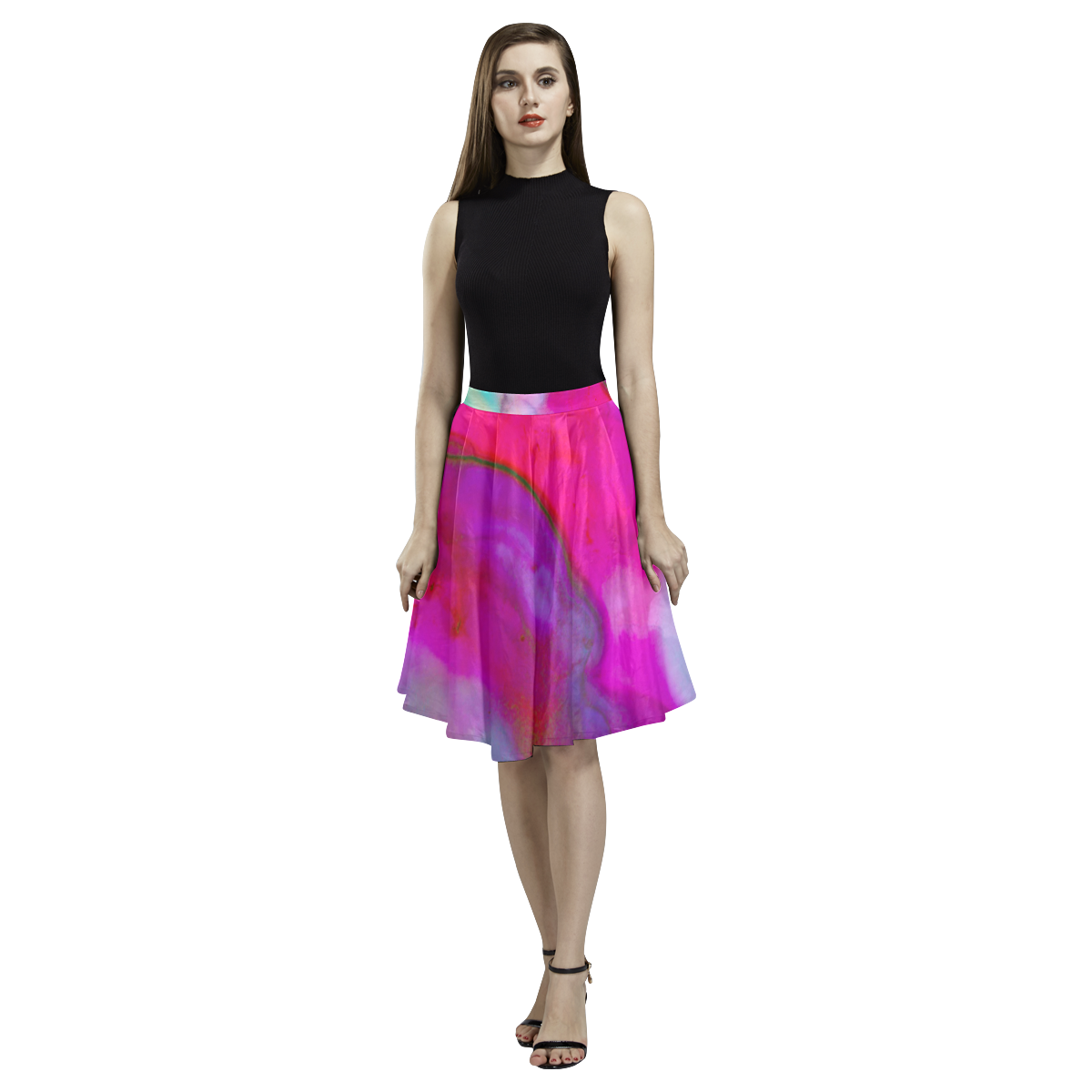 rainbow ink Melete Pleated Midi Skirt (Model D15)