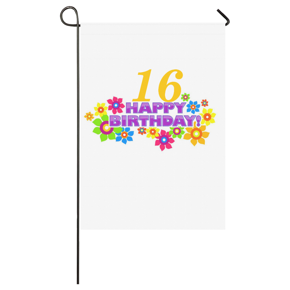 Happy Birthday 16 by Artdream Garden Flag 28''x40'' （Without Flagpole）