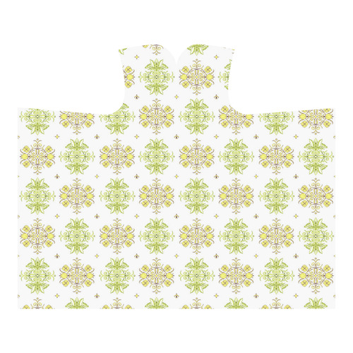 Pale Yellow Wall Flower Print smallest by Aleta Hooded Blanket 60''x50''