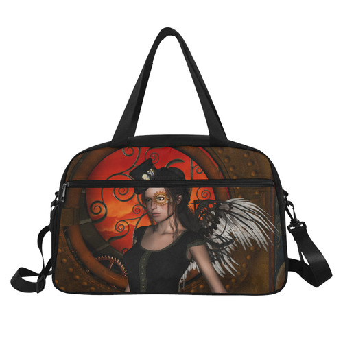 Steampunk lady with steampunk wings Fitness Handbag (Model 1671)