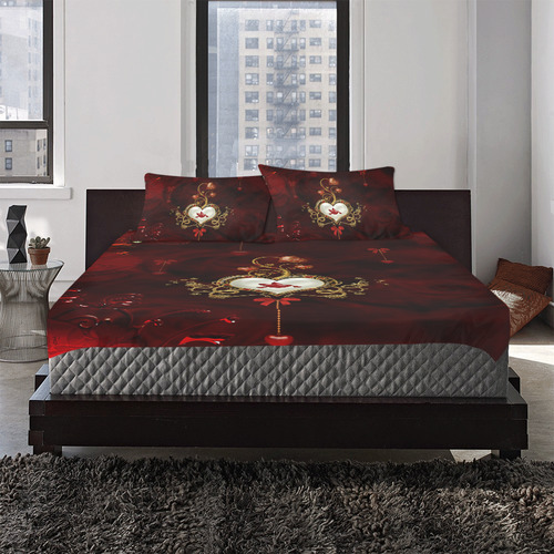 Wonderful heart with dove 3-Piece Bedding Set