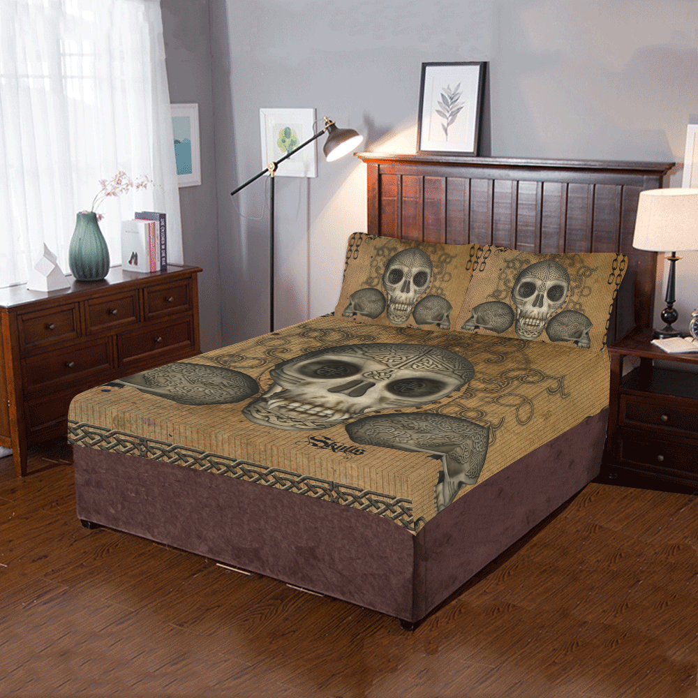 Awesome skull with celtic knot 3-Piece Bedding Set