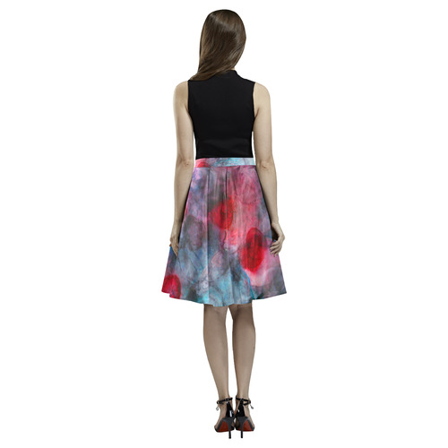 red blue ink Melete Pleated Midi Skirt (Model D15)