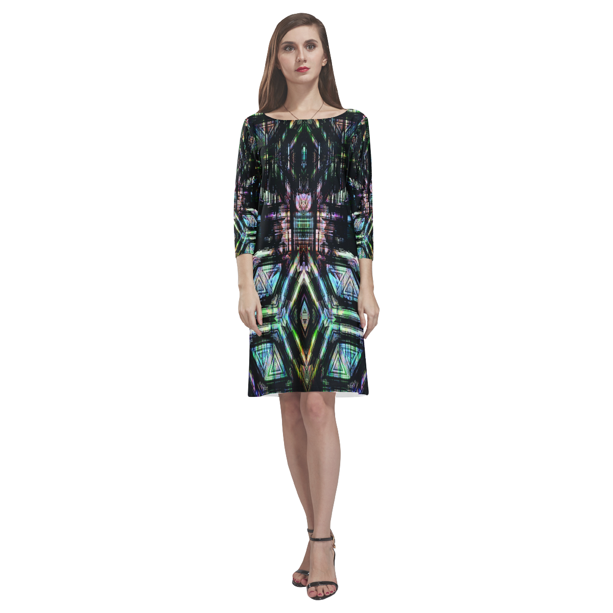 abstract c Rhea Loose Round Neck Dress(Model D22)