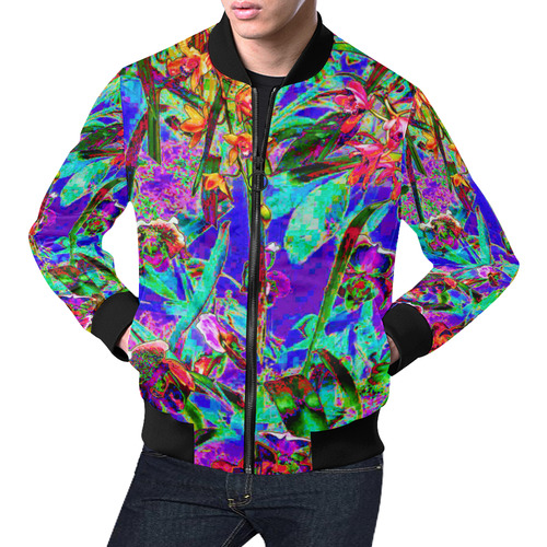 Crazy Bright Rainbow Garden All Over Print Bomber Jacket for Men (Model H19)