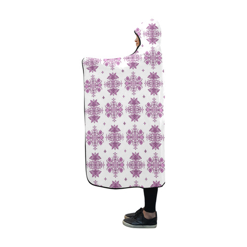 Lavender Wall Flower Print smallest by Aleta Hooded Blanket 60''x50''
