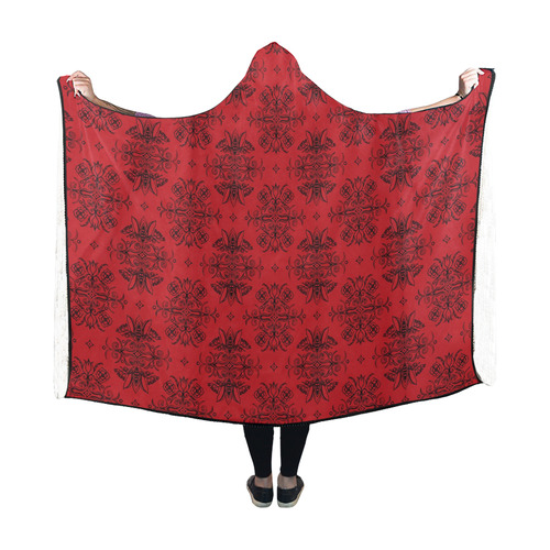 Wall Flower in Aurora Red by Aleta Hooded Blanket 60''x50''