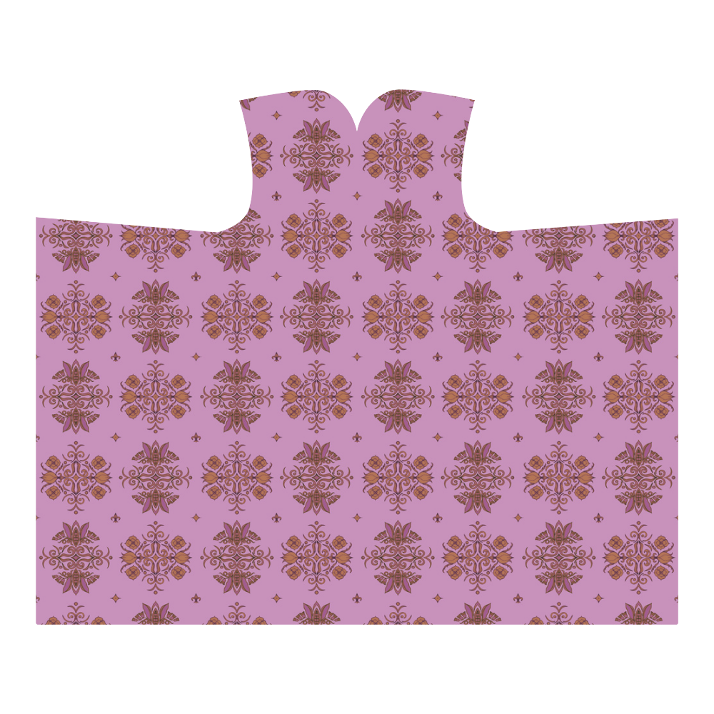 Rich Lavender and Gold Wall Flower Print smallest Hooded Blanket 60''x50''