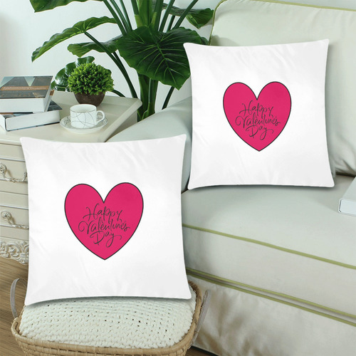 Happy Valentine by Artdream Custom Zippered Pillow Cases 18"x 18" (Twin Sides) (Set of 2)