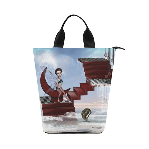 Cute fairy sitting on the moon Nylon Lunch Tote Bag (Model 1670)