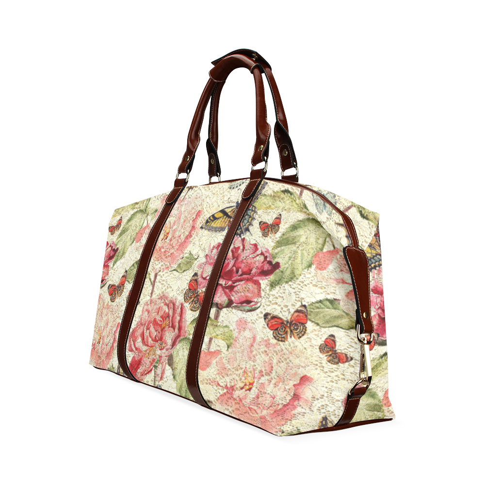 Watercolor Vintage Flowers Butterflies Lace 1 Classic Travel Bag (Model 1643) Remake