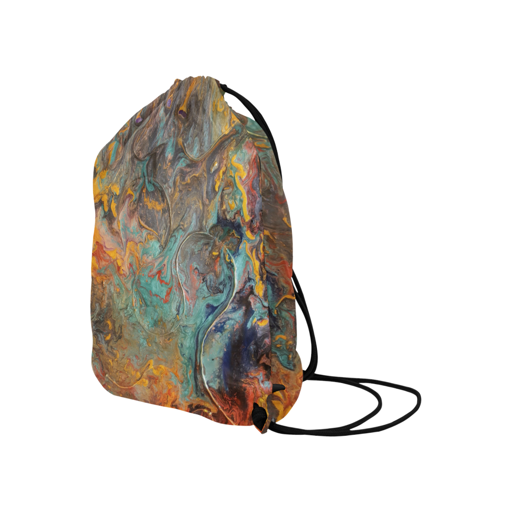 Earth Element Abstract Large Drawstring Bag Model 1604 (Twin Sides)  16.5"(W) * 19.3"(H)