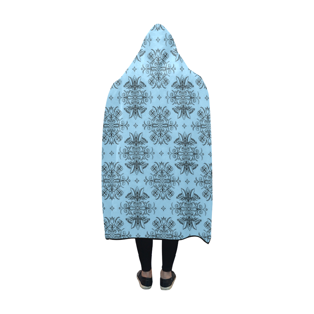 Wall Flower in Airy Blue by Aleta Hooded Blanket 60''x50''