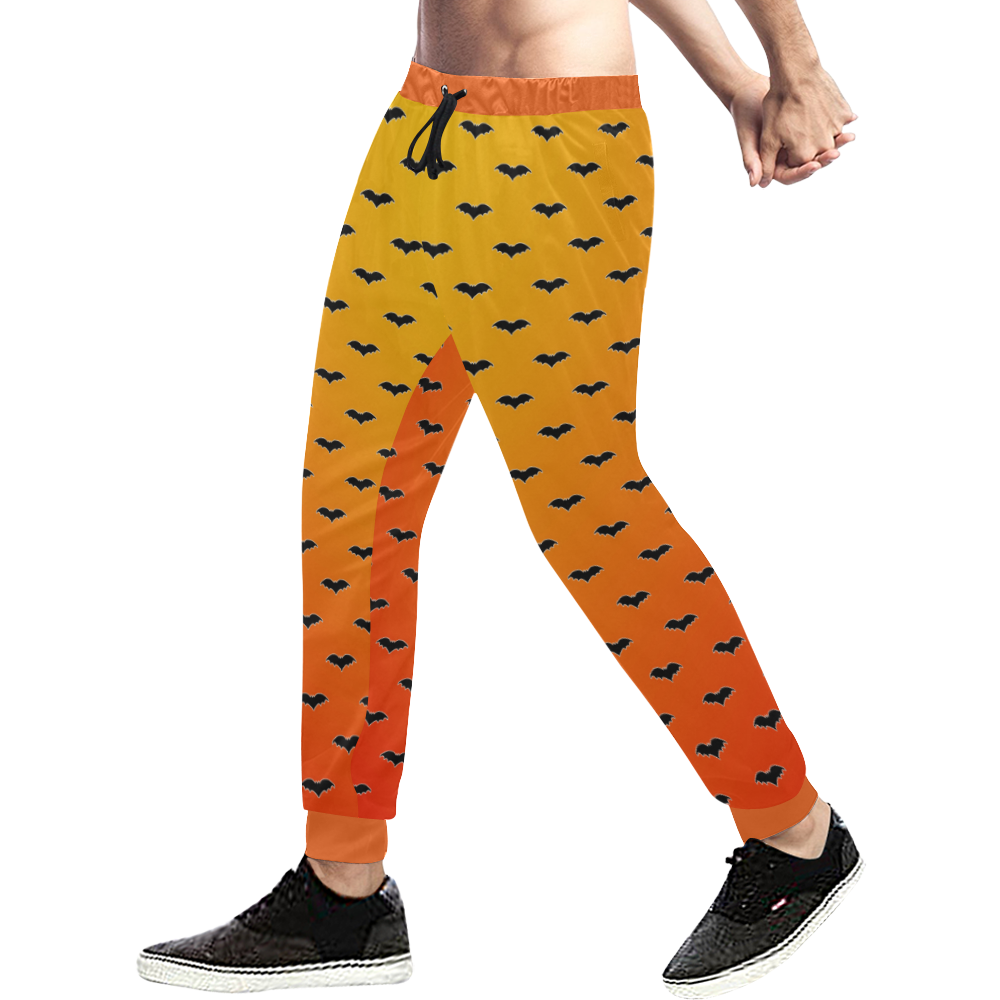 Tiny Bats Orange Men's All Over Print Sweatpants (Model L11)