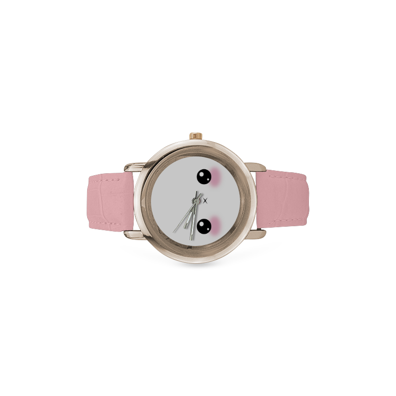 Kawaii Bunny Women's Rose Gold Leather Strap Watch(Model 201)
