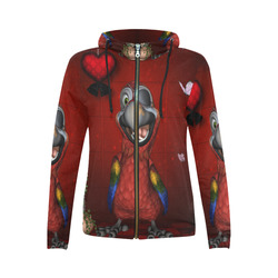 Funny, cute parrot All Over Print Full Zip Hoodie for Women (Model H14)