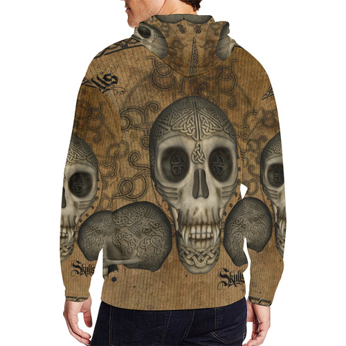 Awesome skull with celtic knot All Over Print Full Zip Hoodie for Men (Model H14)
