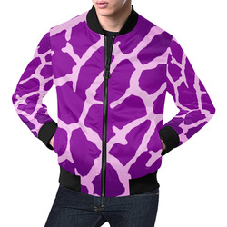 Purple Giraffe Print All Over Print Bomber Jacket for Men (Model H19)