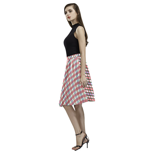 Storybook Plaid by Aleta Melete Pleated Midi Skirt (Model D15)