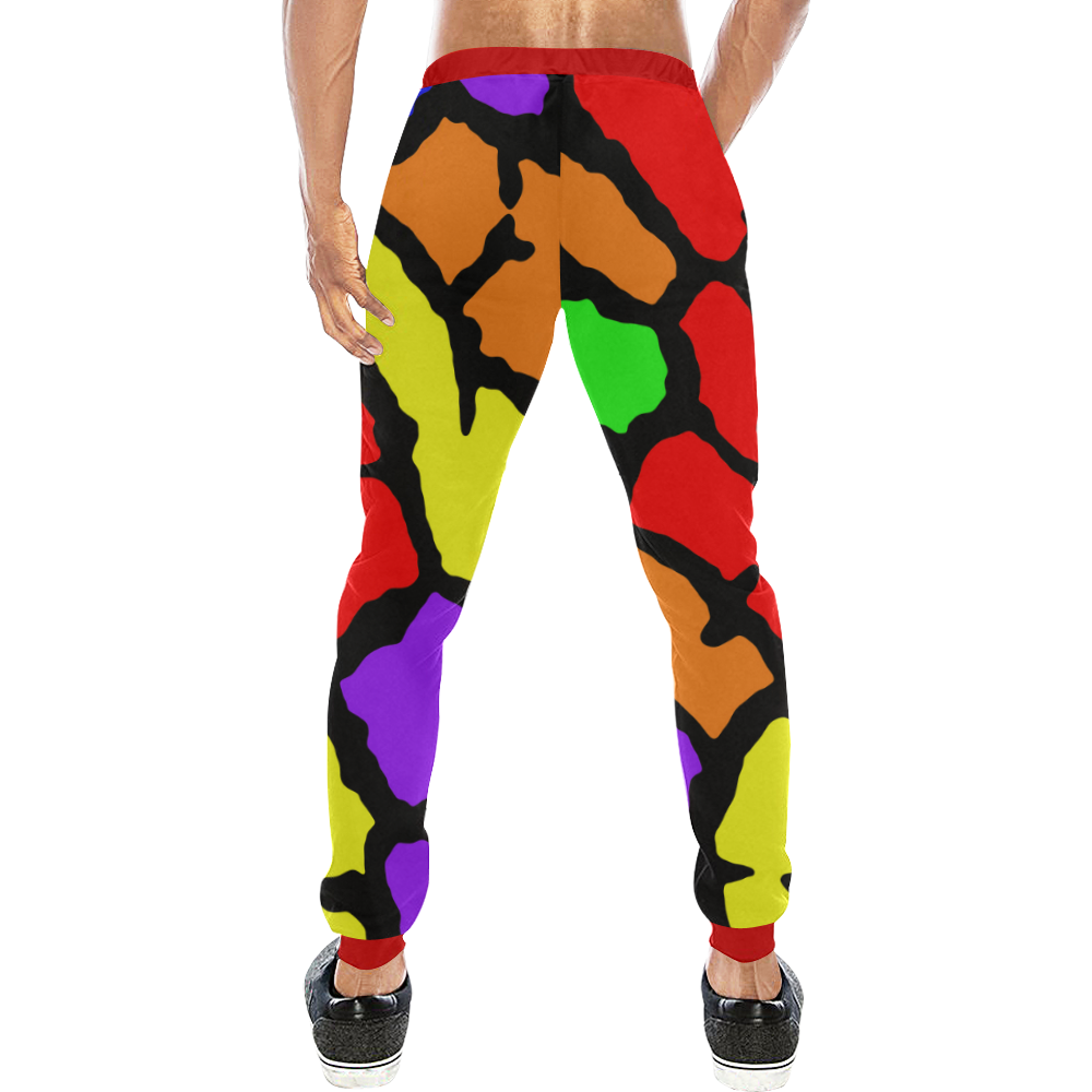 Rainbow Giraffe Print Men's All Over Print Sweatpants (Model L11)