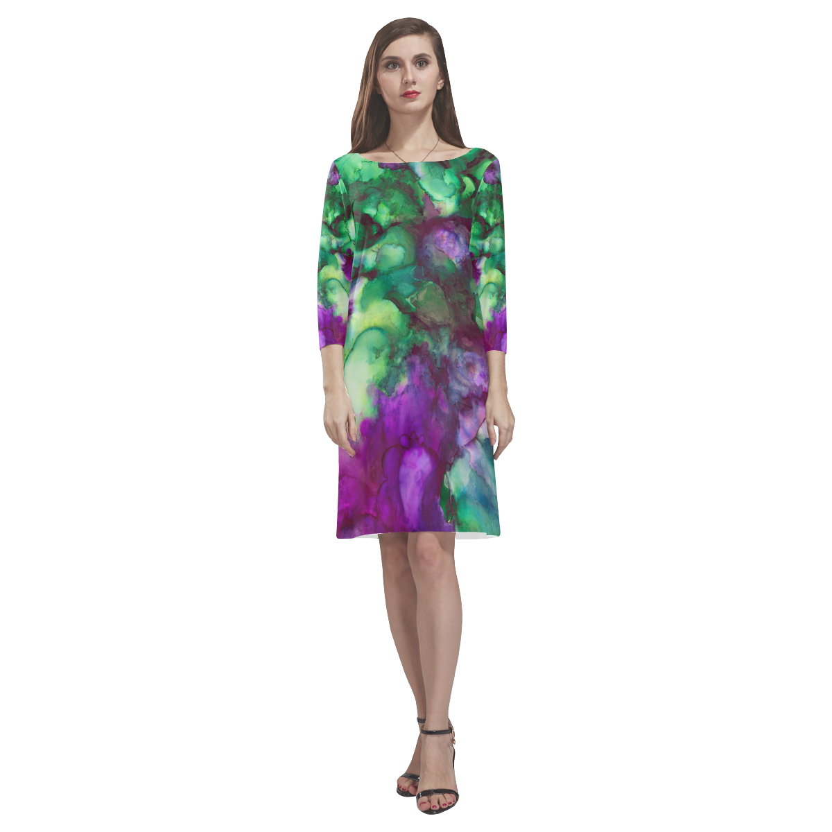 ink forest Rhea Loose Round Neck Dress(Model D22)