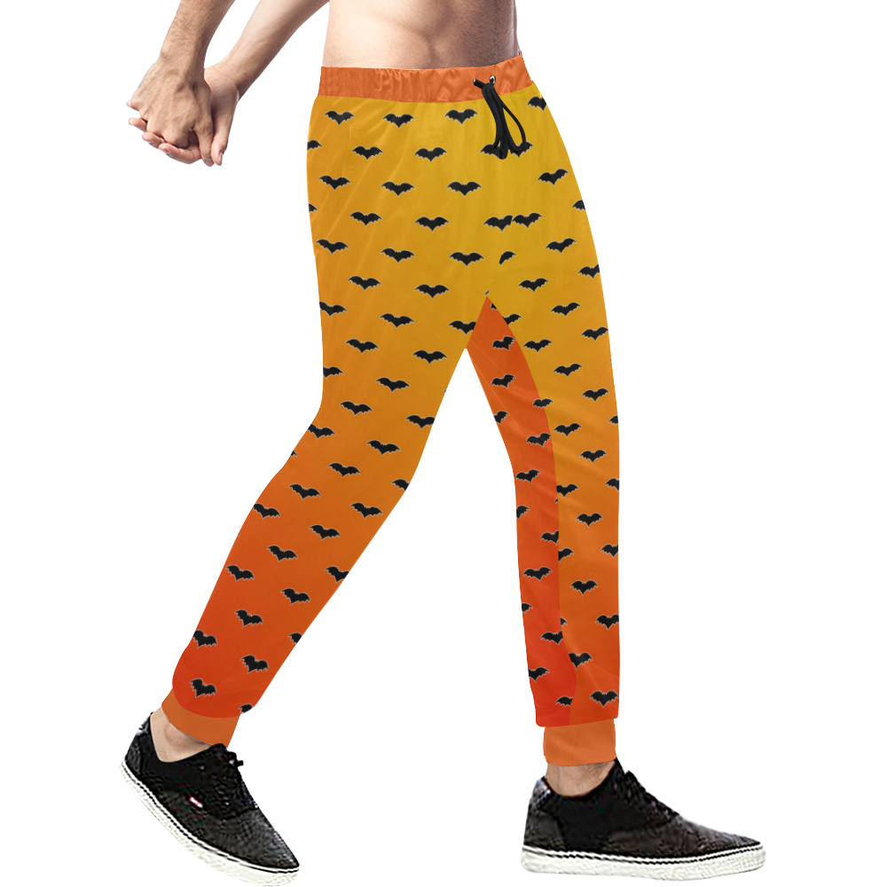 Tiny Bats Orange Men's All Over Print Sweatpants (Model L11)