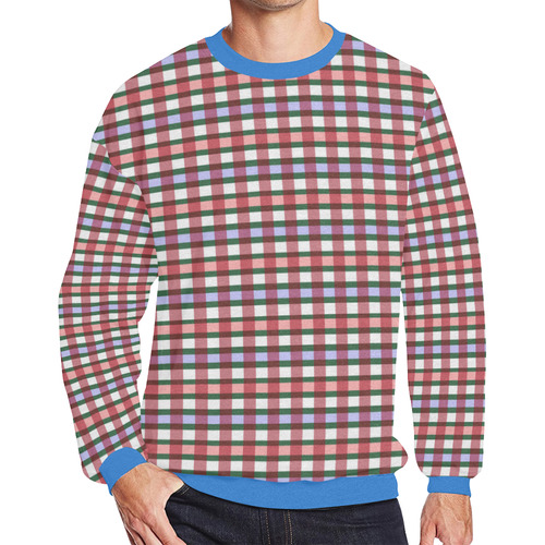 Andy Doll Plaid Top by Aleta Men's Oversized Fleece Crew Sweatshirt (Model H18)