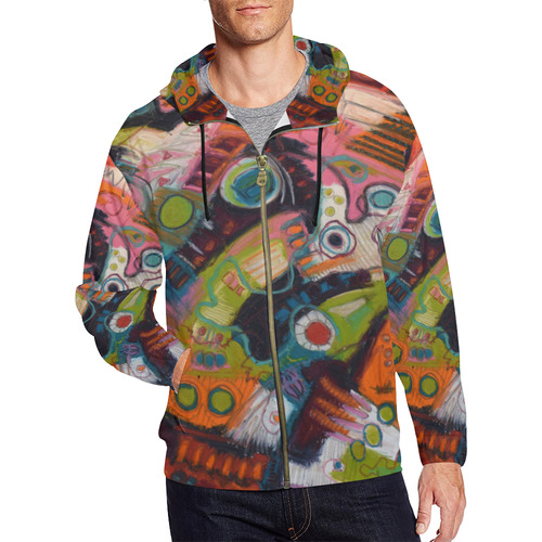 Which Way Desert Wind All Over Print Full Zip Hoodie for Men/Large Size (Model H14)