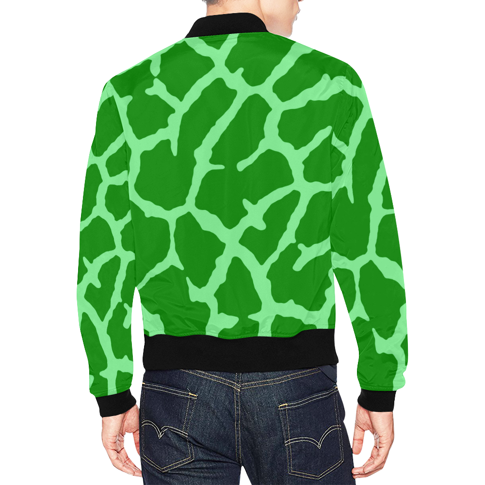 Green Giraffe Print All Over Print Bomber Jacket for Men (Model H19)