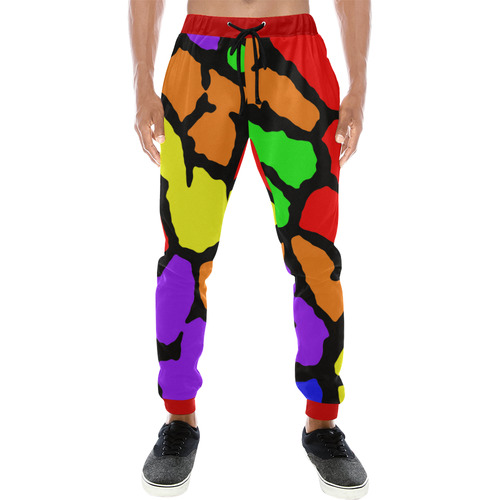 Rainbow Giraffe Print Men's All Over Print Sweatpants (Model L11)