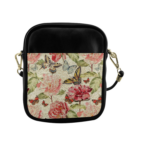 Watercolor Vintage Flowers Butterflies Lace 1 Sling Bag (Model 1627)