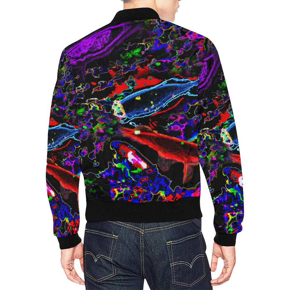Neon Koi All Over Print Bomber Jacket for Men (Model H19)